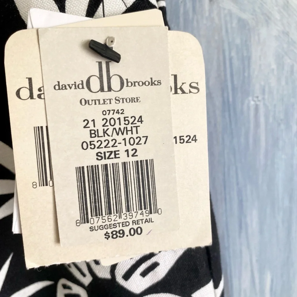 David Brooks Black and Cream Linen Blend Pants - Picture 11 of 11